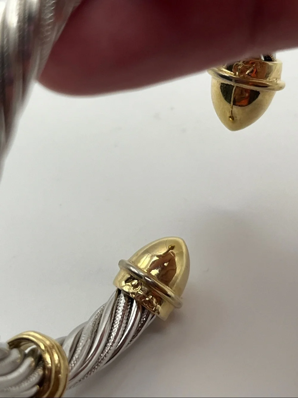 Silver-Tone Twisted Cable Cuff Bracelet with Gold Tone Accents